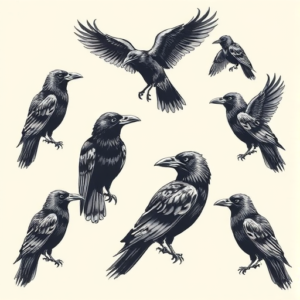 Multiple Crow Tattoo