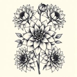 Multiple Dahlia Tattoo