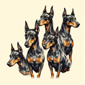 Multiple Doberman Tattoo