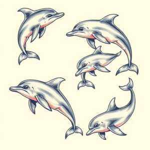 Multiple Dolphin Tattoo