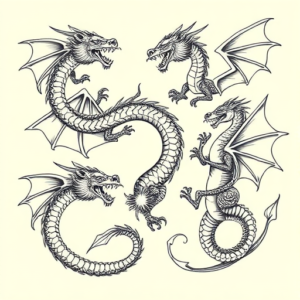 Multiple Dragon Tattoo