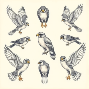 Multiple Falcon Tattoo