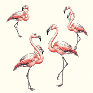 Multiple Flamingo Tattoo