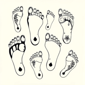 Multiple Footprint Tattoo