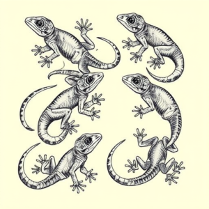 Multiple Gecko Tattoo