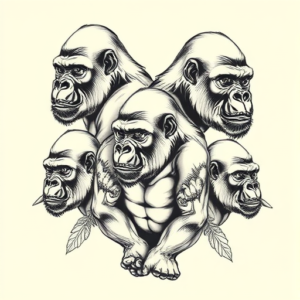 Multiple Gorilla Tattoo