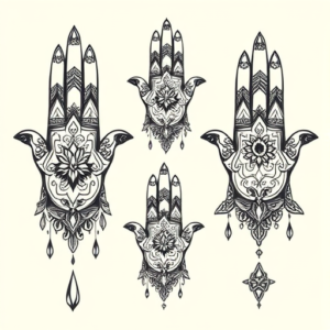 Multiple Hamsa Tattoo