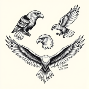 Multiple Hawk Tattoo