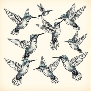 Multiple Hummingbird Tattoo