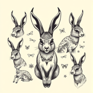 Multiple Jackalope Tattoo