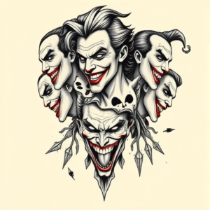 Multiple Joker Tattoo