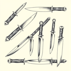 Multiple Knife Tattoo