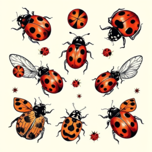 Multiple Ladybug Tattoo