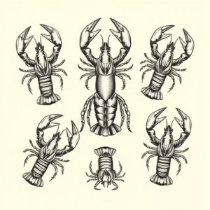 Multiple Lobster Tattoo