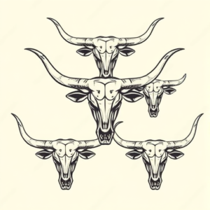 Multiple Longhorn Tattoo