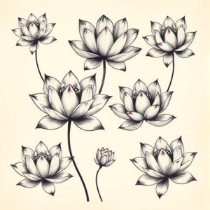 Multiple Lotus Tattoo