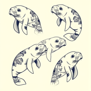 Multiple Manatee Tattoo