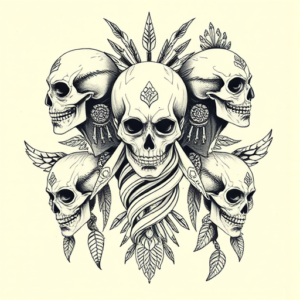 Multiple Mictlantecuhtli Tattoo