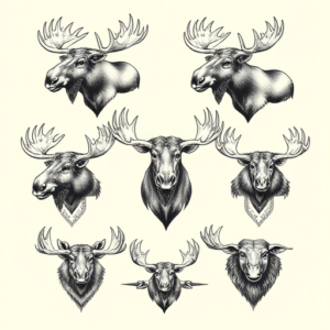 Multiple Moose Tattoo