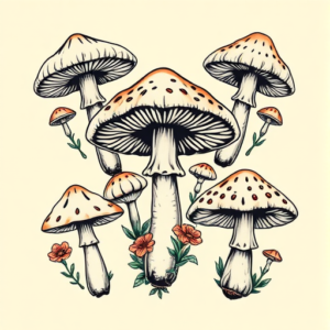 Multiple Mushroom Tattoo