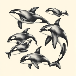 Multiple Orca Tattoo
