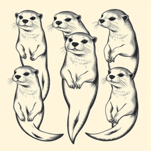 Multiple Otter Tattoo