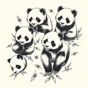 Multiple Panda Tattoo