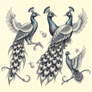 Multiple Peacock Tattoo