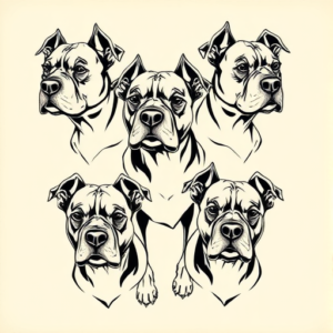 Multiple Pitbull Tattoo