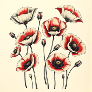 Multiple Poppy Tattoo