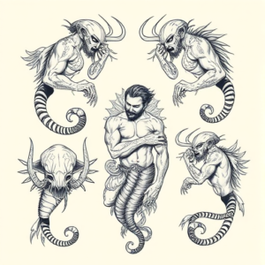 Multiple Poseidon Tattoo