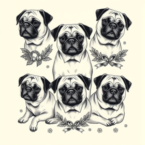 Multiple Pug Tattoo