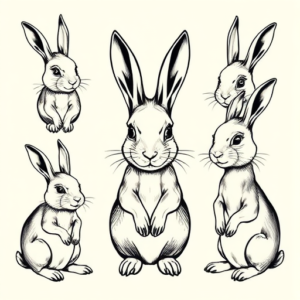 Multiple Rabbit Tattoo