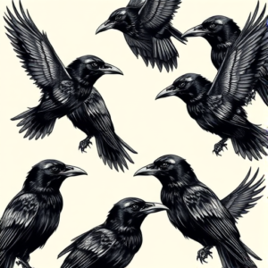 Multiple Raven Tattoo