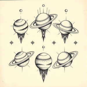 Multiple Saturn Tattoo