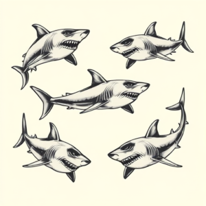 Multiple Shark Tattoo