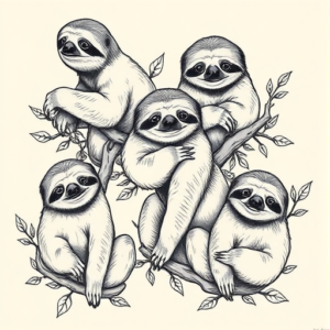 Multiple Sloth Tattoo
