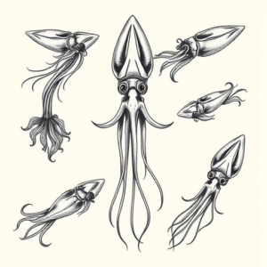 Multiple Squid Tattoo