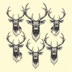 Multiple Stag Tattoo