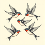 Multiple Swallow Tattoo
