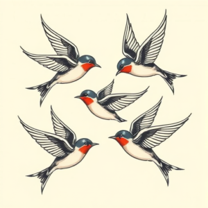 Multiple Swallow Tattoo