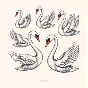 Multiple Swan Tattoo