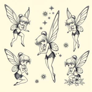 Multiple Tinkerbell Tattoo