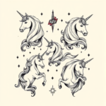 Multiple Unicorn Tattoo