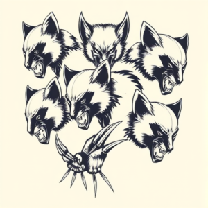 Multiple Wolverine Tattoo