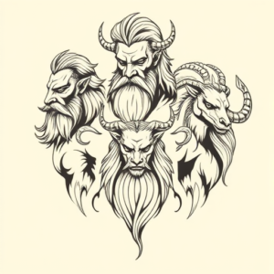 Multiple Zeus Tattoo