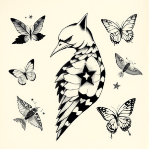 multiple patchwork tattoo objects