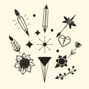 multiple patchwork tattoo objects