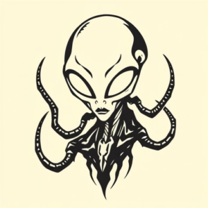 Negative Space Alien Tattoo