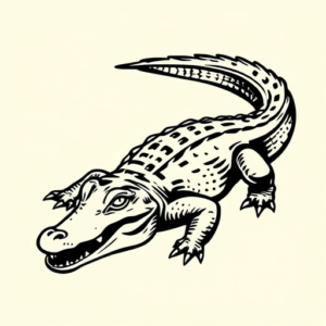 Negative Space Alligator Tattoo